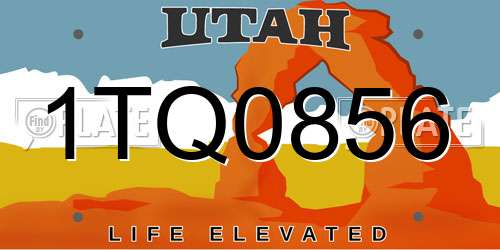 1TQ0856 Utah License Plate