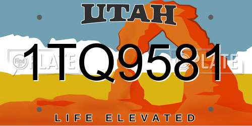 1TQ9581 Utah License Plate