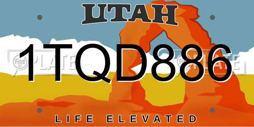 1TQD886 Utah License Plate