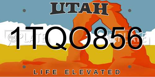 1TQO856 Utah License Plate