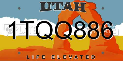 1TQQ886 Utah License Plate