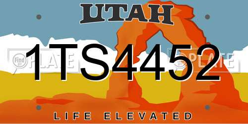 1TS4452 Utah License Plate
