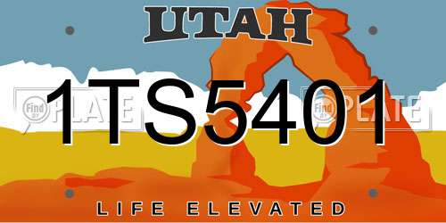 1TS5401 Utah License Plate