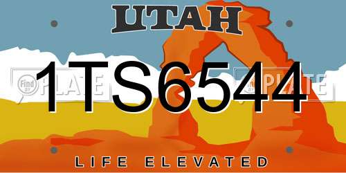 1TS6544 Utah License Plate