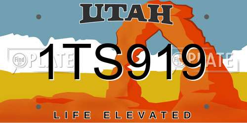 1TS919 Utah License Plate