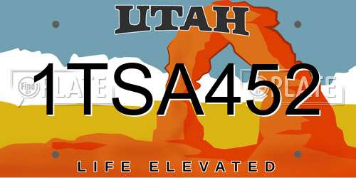 1TSA452 Utah License Plate