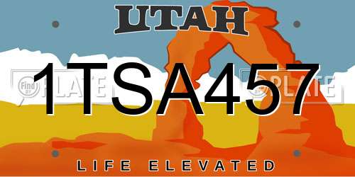 1TSA457 Utah License Plate