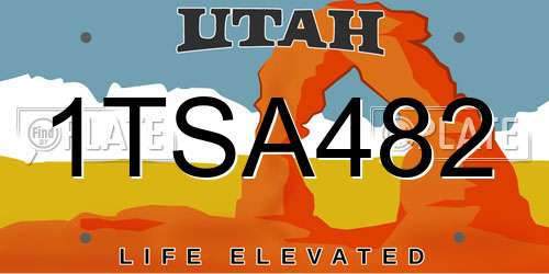 1TSA482 Utah License Plate