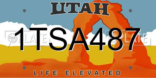 1TSA487 Utah License Plate