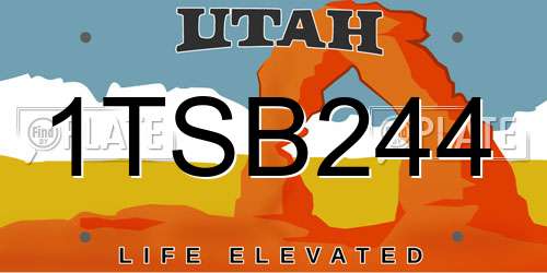 1TSB244 Utah License Plate