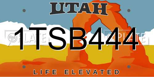 1TSB444 Utah License Plate