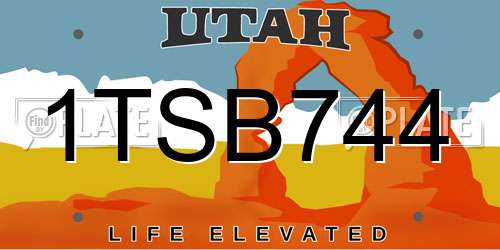 1TSB744 Utah License Plate