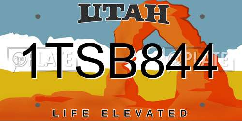 1TSB844 Utah License Plate