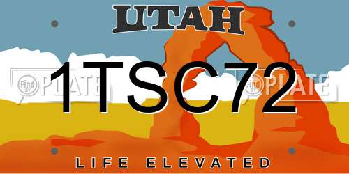 1TSC72 Utah License Plate