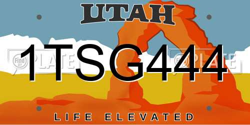 1TSG444 Utah License Plate