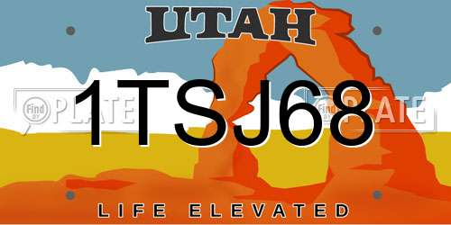 1TSJ68 Utah License Plate