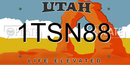 1TSN88 Utah License Plate