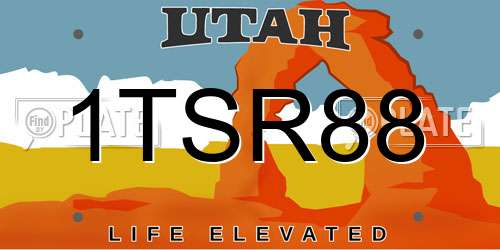 1TSR88 Utah License Plate