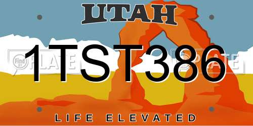 1TST386 Utah License Plate