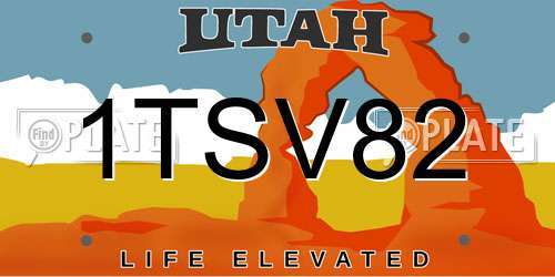 1TSV82 Utah License Plate
