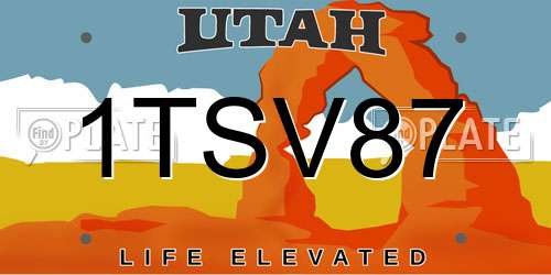1TSV87 Utah License Plate