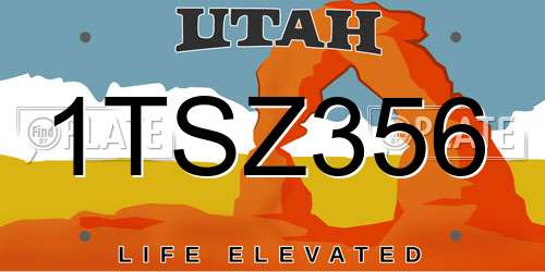 1TSZ356 Utah License Plate