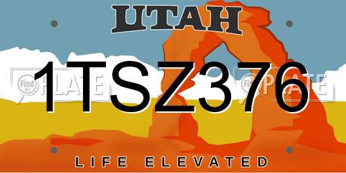 1TSZ376 Utah License Plate
