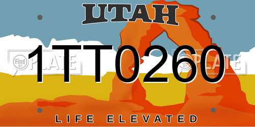 1TT0260 Utah License Plate
