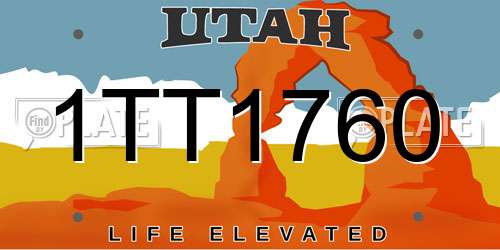 1TT1760 Utah License Plate