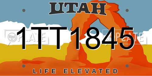 1TT1845 Utah License Plate
