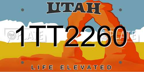 1TT2260 Utah License Plate