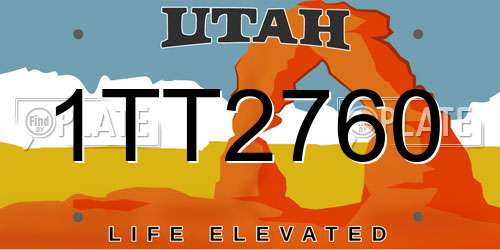 1TT2760 Utah License Plate