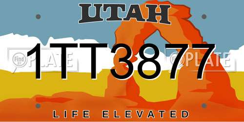 1TT3877 Utah License Plate