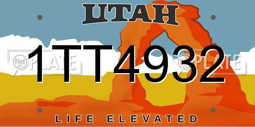 1TT4932 Utah License Plate