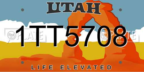 1TT5708 Utah License Plate