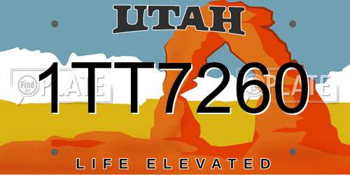 1TT7260 Utah License Plate