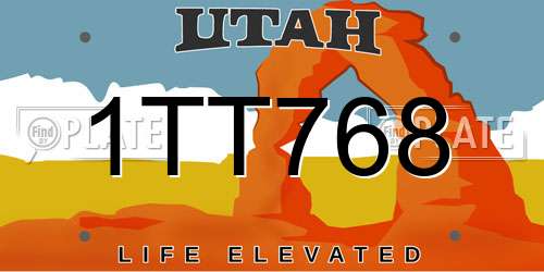 1TT768 Utah License Plate