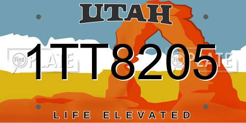 1TT8205 Utah License Plate
