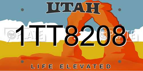 1TT8208 Utah License Plate