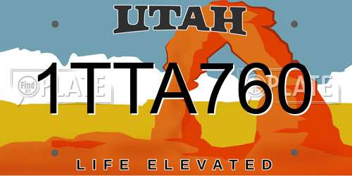 1TTA760 Utah License Plate