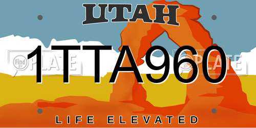 1TTA960 Utah License Plate