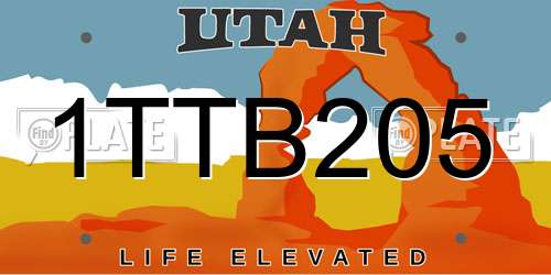 1TTB205 Utah License Plate