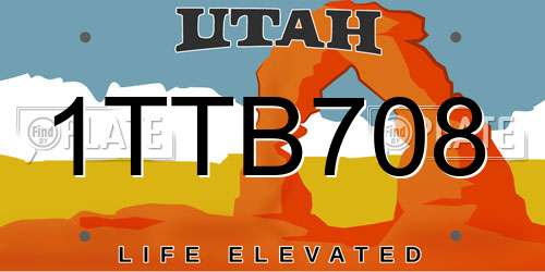 1TTB708 Utah License Plate