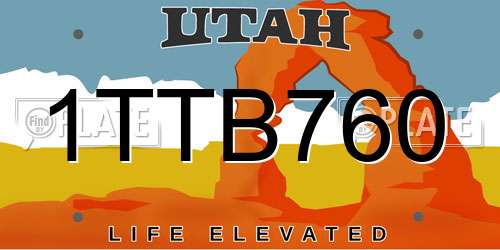 1TTB760 Utah License Plate