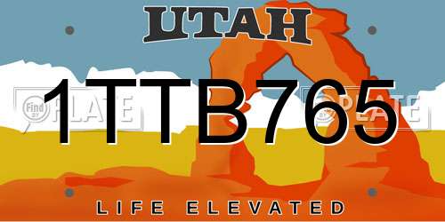 1TTB765 Utah License Plate