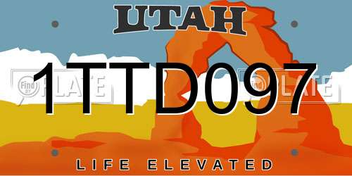 1TTD097 Utah License Plate