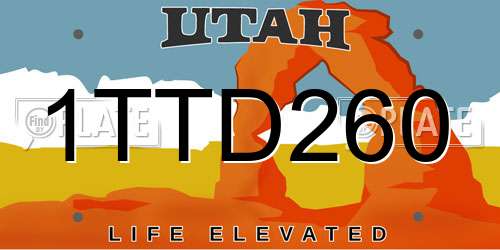 1TTD260 Utah License Plate