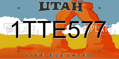 1TTE577 Utah License Plate