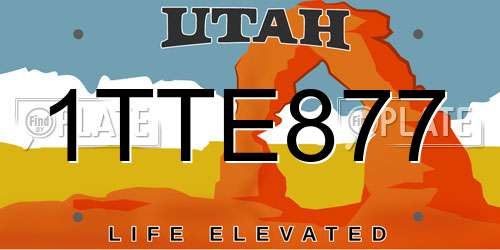 1TTE877 Utah License Plate