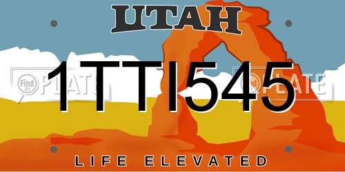 1TTI545 Utah License Plate